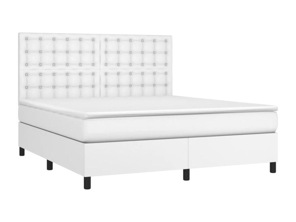 Lit à sommier tapissier avec matelas Blanc 160x200cm Similicuir WJAX11014