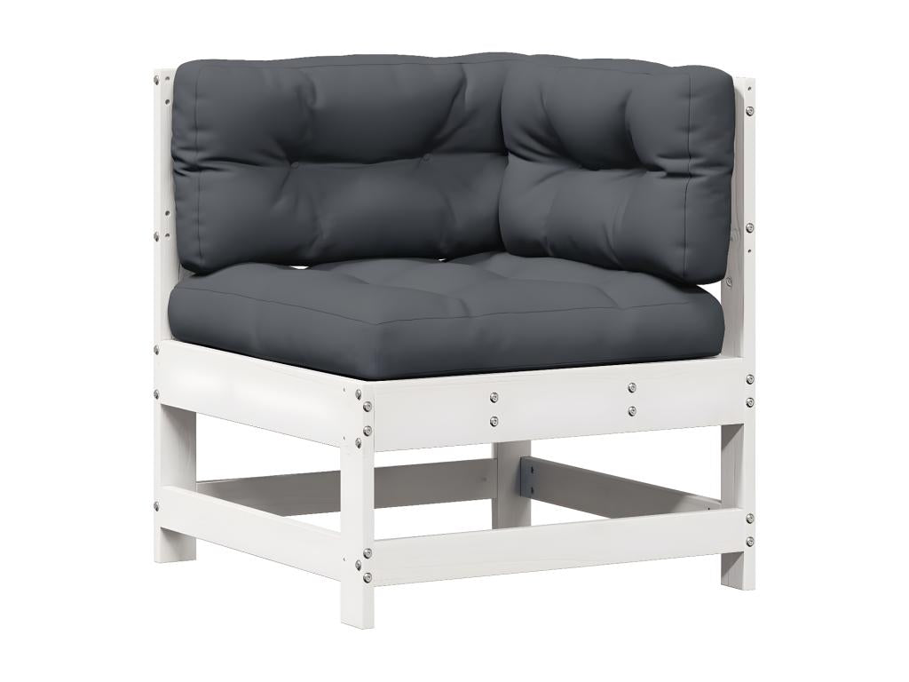 Salon de jardin 3 pcs avec coussins blanc bois de pin massif HJHA08314