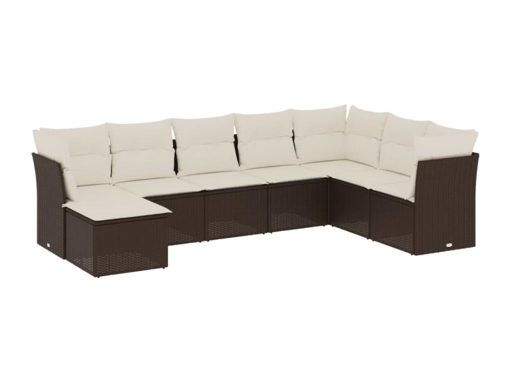 Salon de jardin 8 pcs avec coussins marron résine tressée YUQI93591