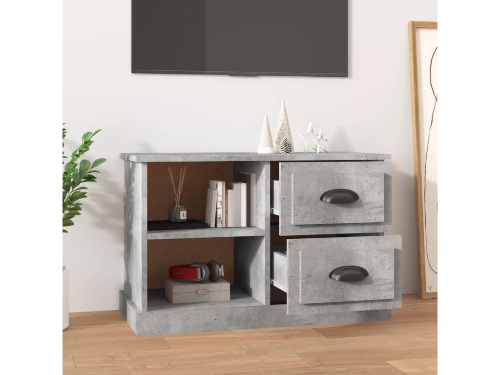 Meuble TV gris béton 73x35.5x47.5 cm bois d'ingénierie NJCJ09224