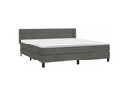 Sommier à Meuble de lit et matelas Gris foncé 160x200 Velours