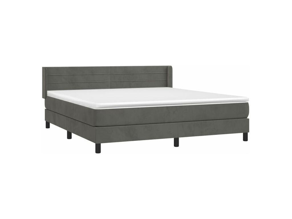 Sommier à Meublori de lit et matelas Gris foncé 160x200 Velours