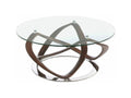 Table basse ronde torsadé bois noyer et verre trempé Chicyla 100cm VNEY41355