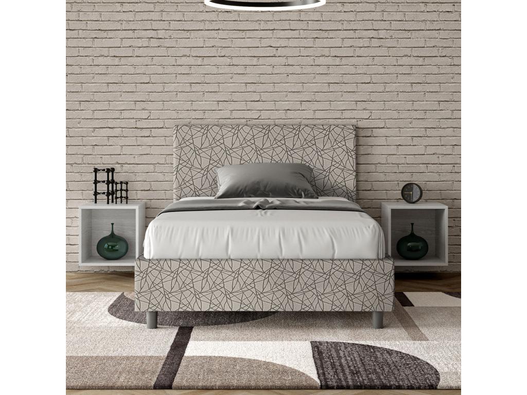 Lit 1 place et demi avec sommier rembourré 120x190 tissu Laviecasa 2 gris Laviecasa HHJE37885