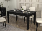 Table à manger 6 personnes avec rangements - Effet marbre noir - Chicyla ZVNS10655
