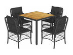 Ensemble à manger de jardin coussins 5 pièces Noir Résine tressée JYRG29730