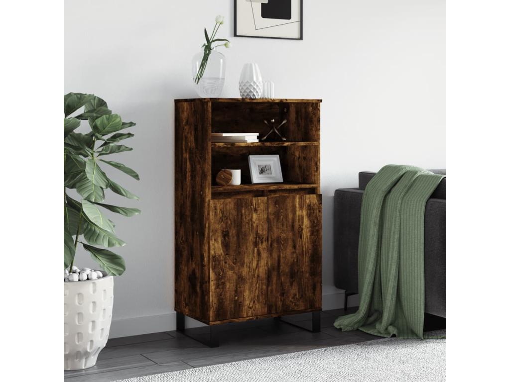 Buffet haut Chêne fumé 60x36x110 cm Bois d'ingénierie GDEK25464