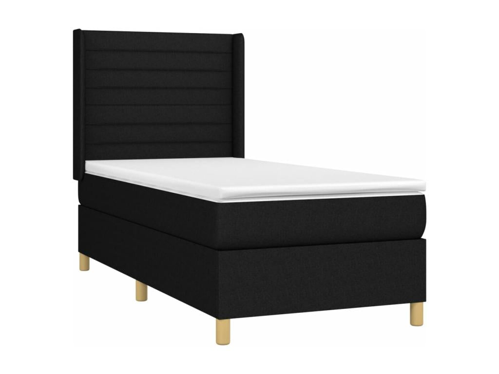 Lit à sommier tapissier avec matelas Noir 100x200 cm Tissu ZIYZ71436