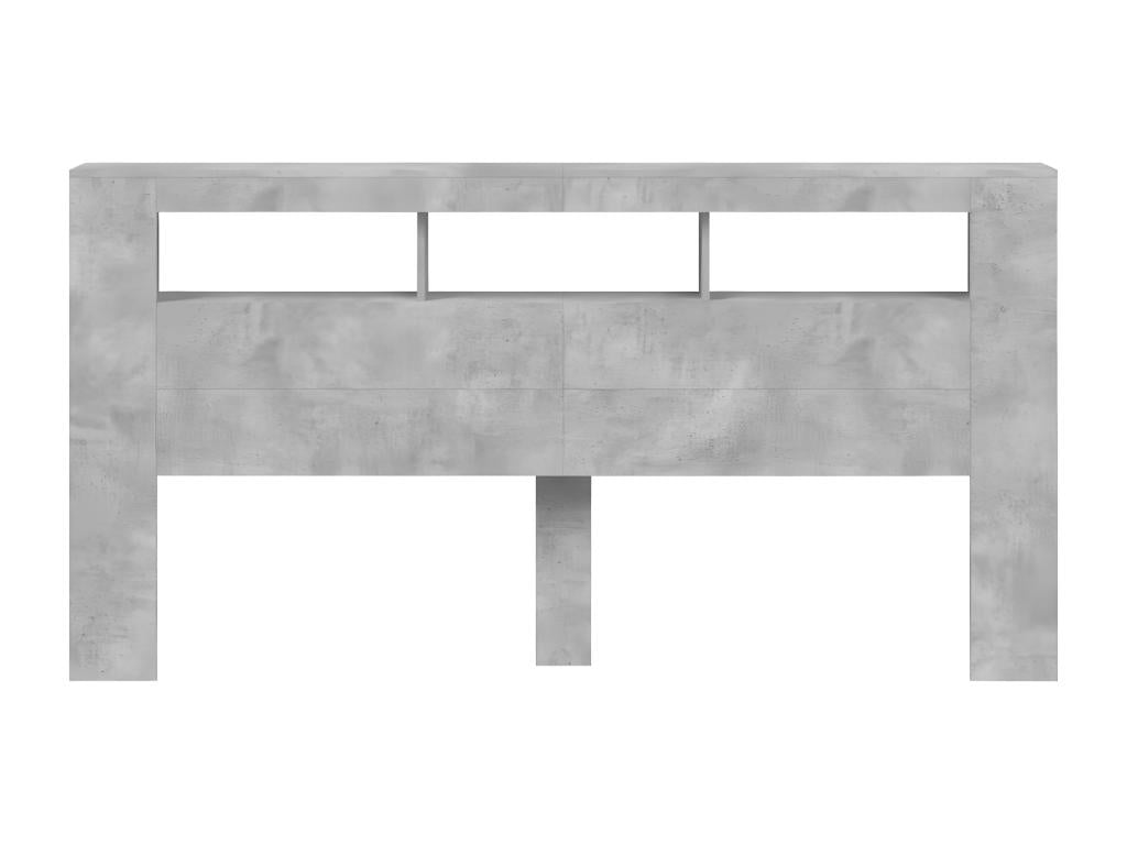 Tête de lit à LED gris béton 200x18.5x103.5 bois d'ingénierie UWNS54204