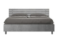 Lit sans sommier 160x190 tête de lit inclinée avec des lames gris béton Chicyla UBFU98693
