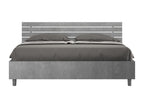 Lit sans sommier 160x190 tête de lit inclinée avec des lames gris béton Chicyla UBFU98693