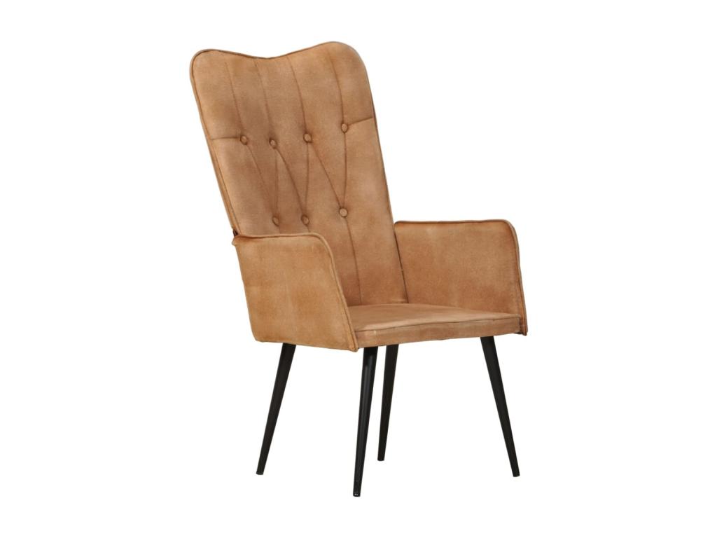 Fauteuil à oreilles Marron Toile SUIR59909