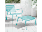 Lot 2 fauteuils Meublori avec repose-pieds métal gris et turquoise - Meublori