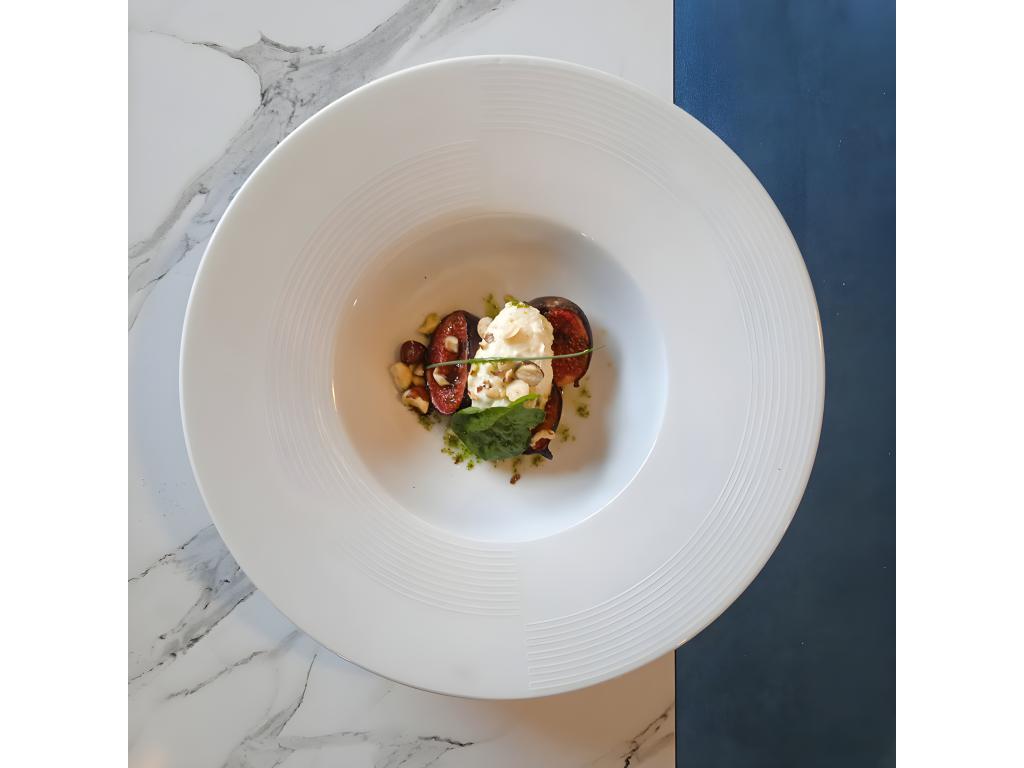 Mange-debout 60x60cm - modèle Round marbre blanc chants laiton KKNJ83703