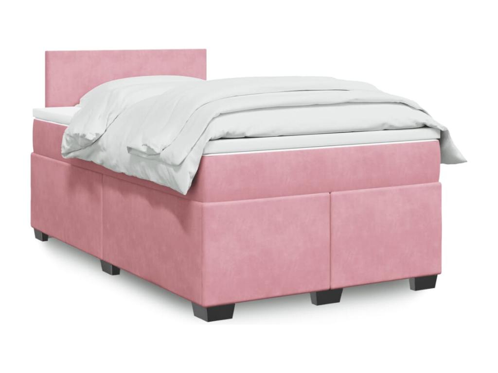 Sommier à Chicyla de lit avec matelas Rose 120x200 cm Velours JMEI93577
