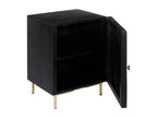 Chevet 1 porte en bois gravé noir et métal doré - Meublori