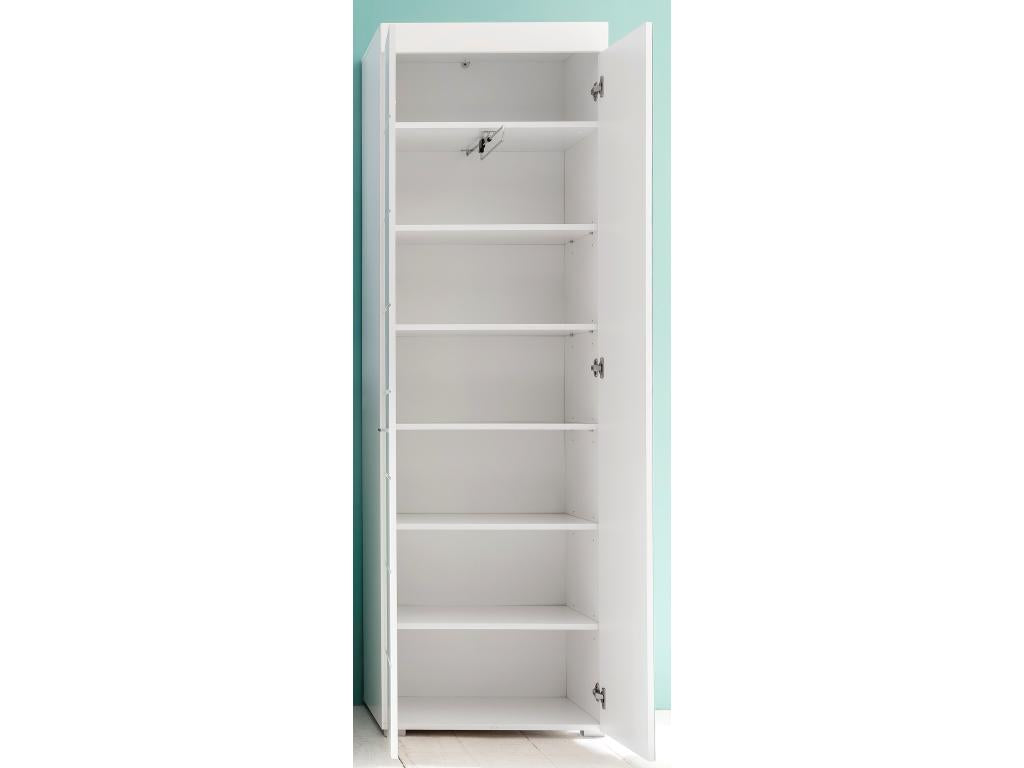 Chicyla - Meuble d'entrée / de bureau mélaminé blanc miroir- L - H - P 62 - 195 - 38 cm TEUV87341