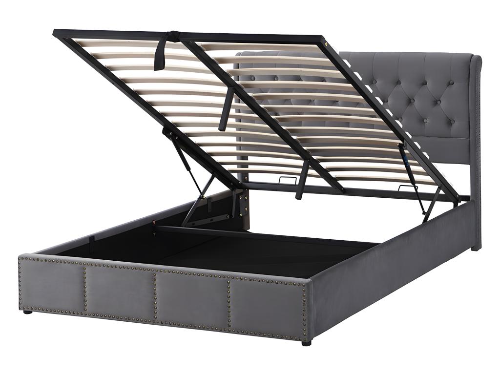 Lit coffre Lit 140x200 cm Lit rembourré - gris- Chicyla DIFW64579