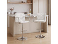 Tabouret de Bar Chicyla Chaises de Bar Haut Réglable Bras Dossier Cuir PU 360 Repose Pied Chromé Blanc QXTJ39716