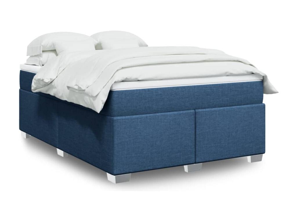 Sommier à Chicyla de lit avec matelas Bleu 140x200 cm Tissu MXRO54325