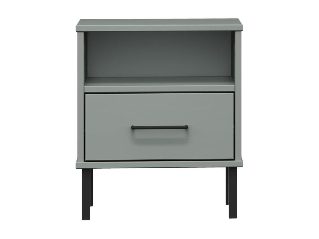 Table de chevet avec pieds en métal Gris Bois pin massif Chicyla LIAI57638