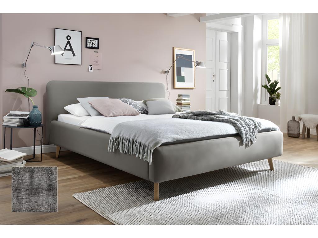 Lit rembourré adulte 180x200cm avec tête de lit en tissu Chicyla -L- 200 x P- 218 x H- 105cm EYBG42027