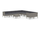Salon de jardin 11 pièces avec coussins Résine tressée Gris VYQV55157