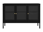 Buffet Noir 105x35x70 cm Acier et verre YEGB70067