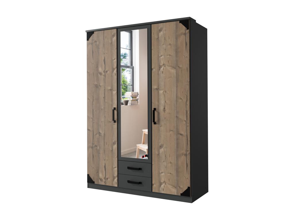 Armoire placard meuble de rangement 2 portes Couleuris graphite/imitation chêne AIAR48488