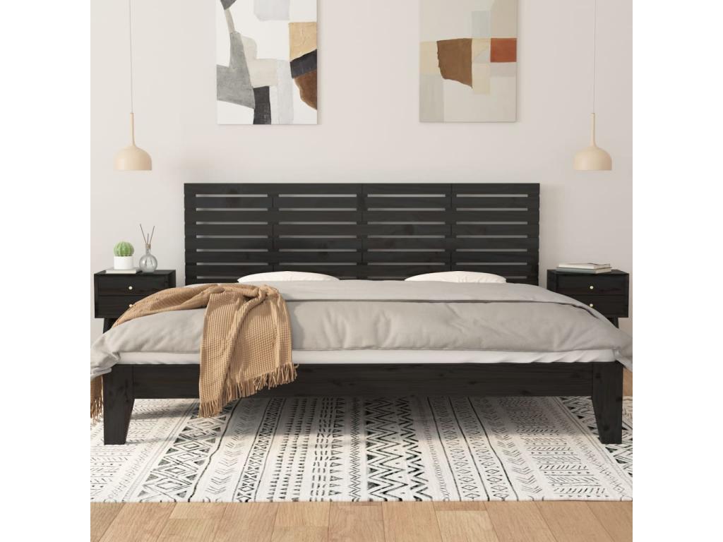Tête de lit murale Noir 166x3x63 Bois massif de pin UXDR60291