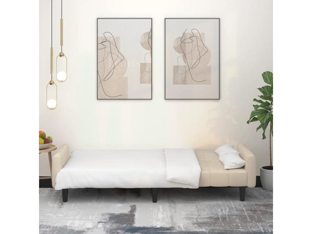 Canapé-lit à 2 places crème velours PAWT64077