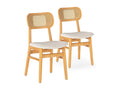 Pack de 2 chaises Boira en Chêne avec Imitation tissu mouton et rotin synthétique