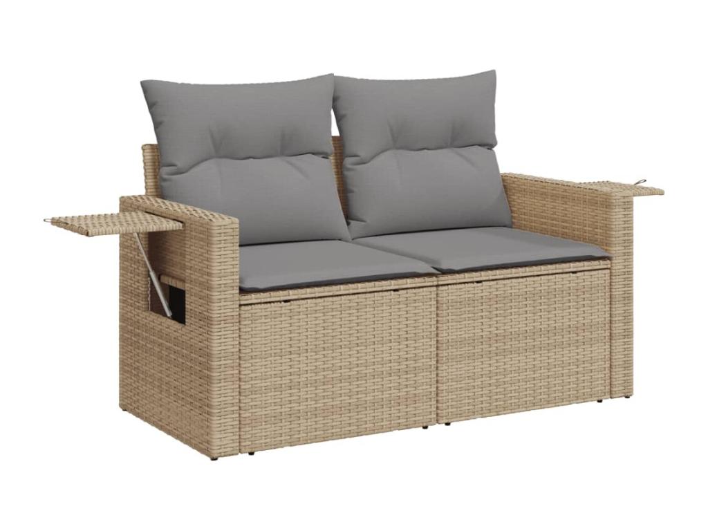 Salon de jardin avec coussins 5 pcs beige résine tressée EFXJ27766