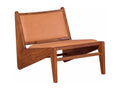 Fauteuil bas en bois de teck massif et recouvert de cuir italien - Chicyla - Cognac FOIP30967