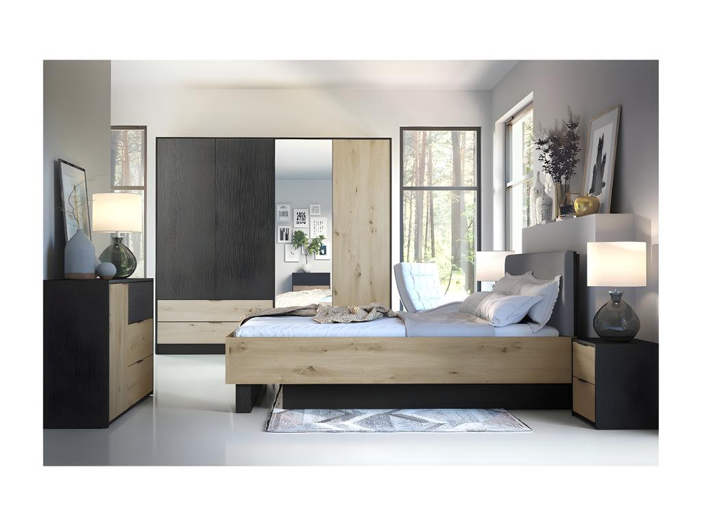 Lit Coffre 160x200 Chicyla - Design Moderne avec Tête de Lit Rembourrée GHCD19584