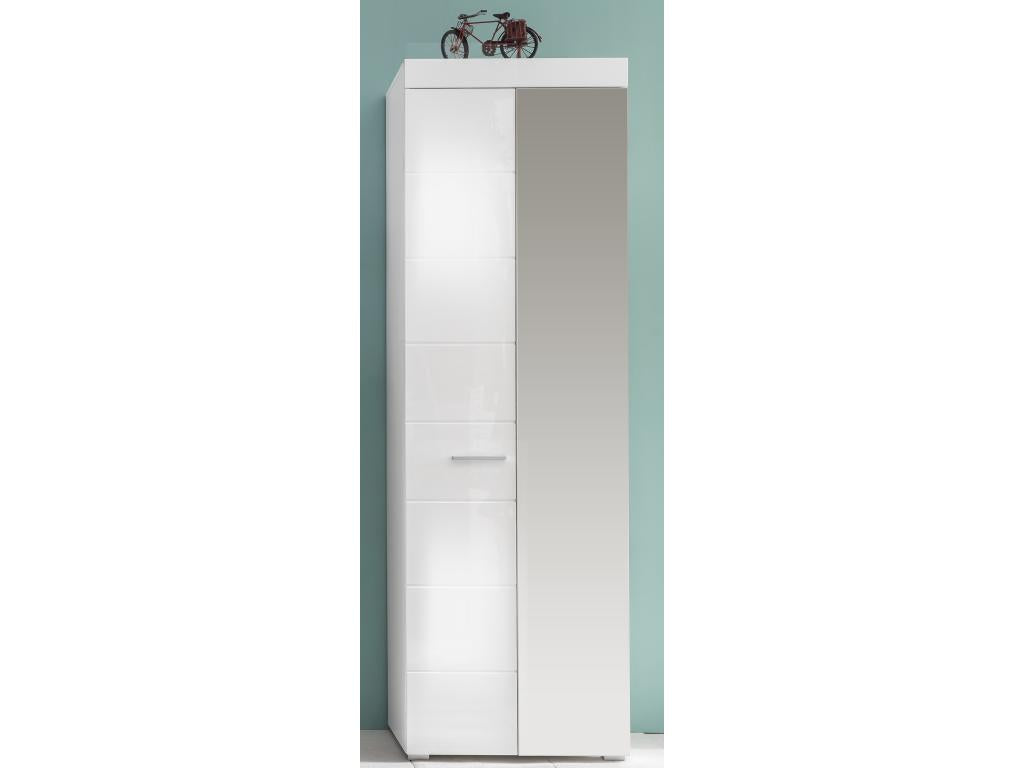 Chicyla - Meuble d'entrée / de bureau mélaminé blanc miroir- L - H - P 62 - 195 - 38 cm TEUV87341