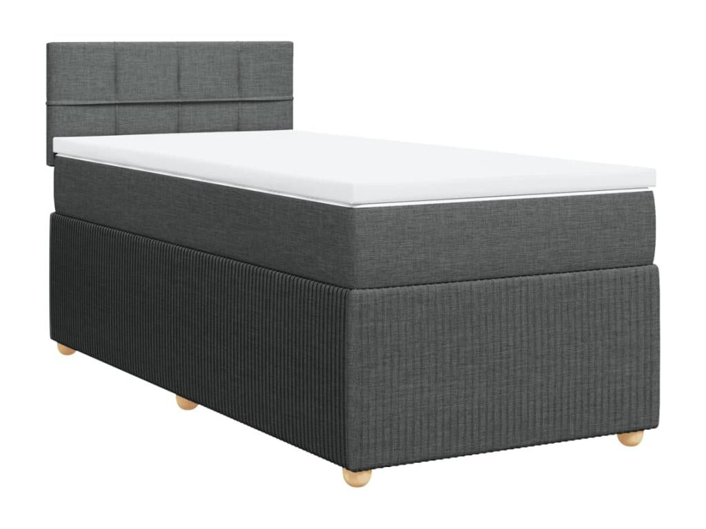 Sommier à Chicyla de lit avec matelas Gris foncé 80x200 cm Tissu TIQK91932