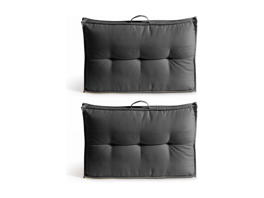 Lot 2 coussins palette dossier polyester gris 60x40x12 cm SFYN30446