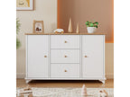 Buffet 140x45x84cm avec 3 tiroirs et 2 portes avec poignée pour le séjour et la chambre MDF aggloméré blanc naturel RXLC66475