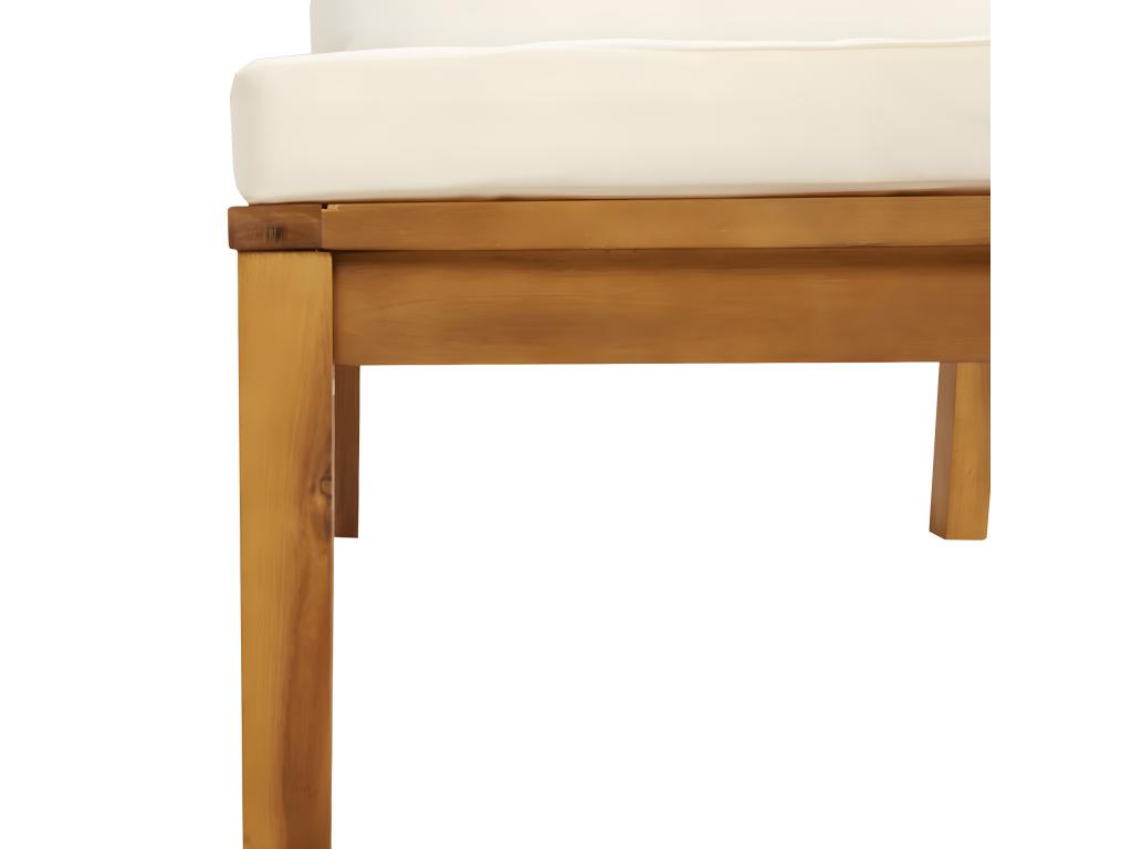 Canapé de jardin 4 places et coussin crème Bois d'Chicyla massif AIWK48696
