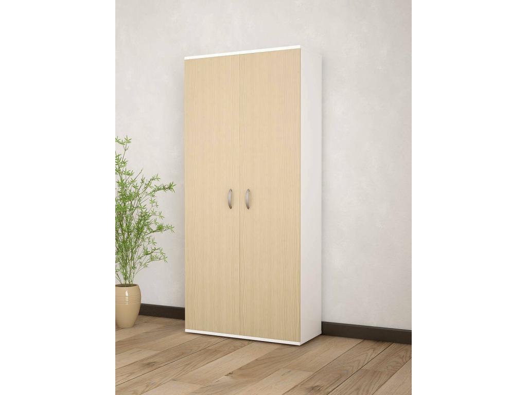 Garde-robe 2 portes Chicyla Meubles de chambre Dressing avec portes Armoire Made in Italy 80x52h170 cm Blanc et gris AKSL61767