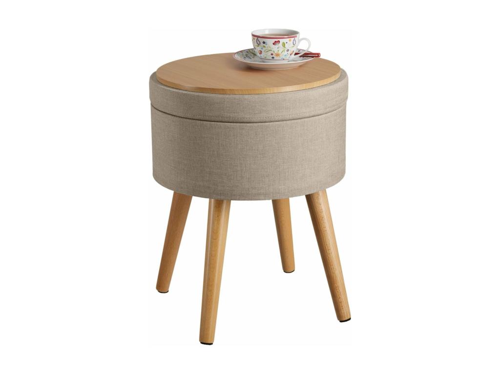 Tabouret siège pouf avec beige 35.5x35.5x45.5 cm 08 0000558 NDTO60308