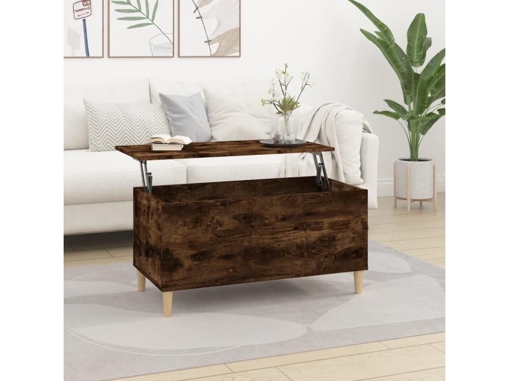 Table basse Chêne fumé 90x44.5x45 cm Bois d'ingénierie QSJU71754