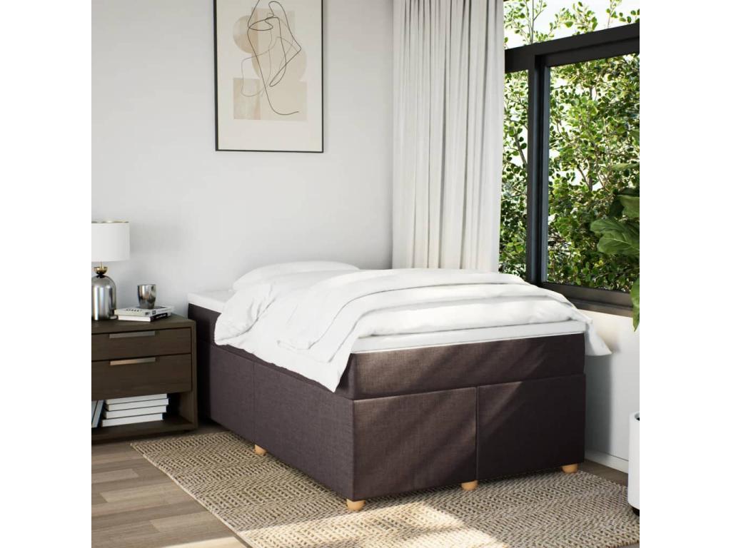 Sommier à Chicyla de lit et matelas marron foncé 120x190cm tissu WHFJ82624