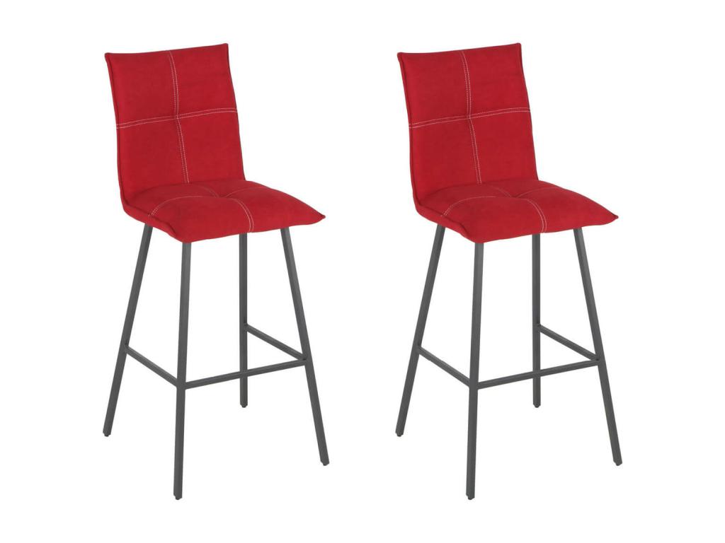 Chicyla - Lot de 2 Tabourets Rouges Assise H65cm PYIL41969