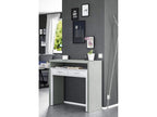 Bureau Chicyla Bureau avec plateau extensible Bureau PC avec 2 tiroirs 99x36h88 cm Ciment et Blanc GFHZ83366