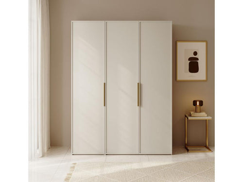 Armoire 3 portes avec tringle et tiroirs - 150 cm - grège- Chicyla VJRJ13409