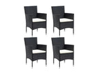 Mobilier à dîner de jardin et coussins 5 pièces Résine tressée Noir WNBM67450