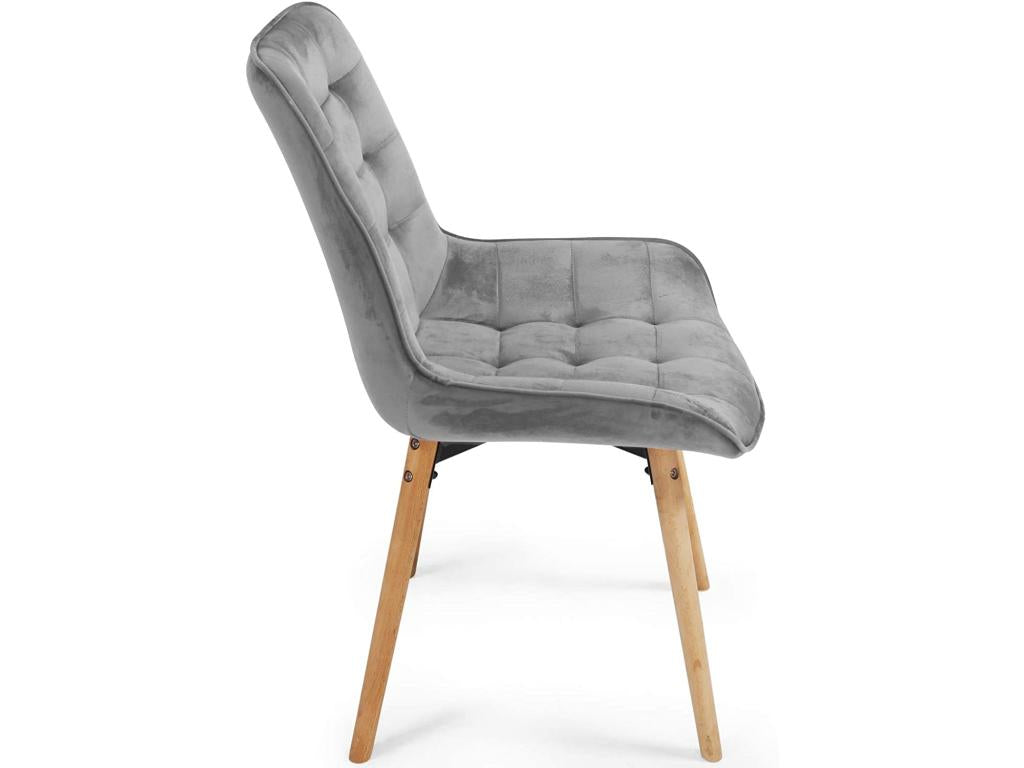 Lot de 4 chaises de salon salle à manger pied en bois et velours gris 01 0000739 HWWE81539