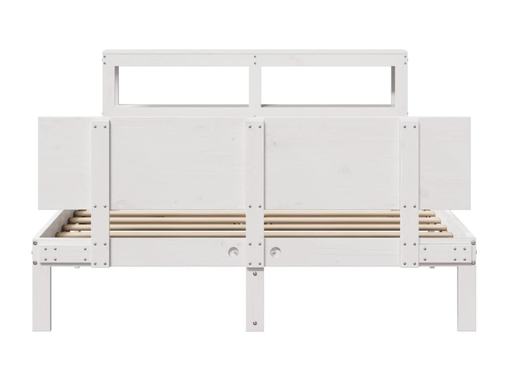 Cadre de lit et tête de lit blanc 140x190 cm bois de pin massif